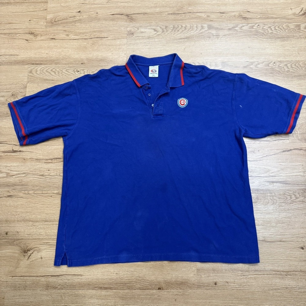Vtg Chicago Cubs Polo Shirt 3XL True‎ Fan Baseball Blue Embroidered